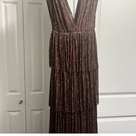 Sabina Musayev Skylar gown dress black gold bronze metallic - Picture 5 of 6